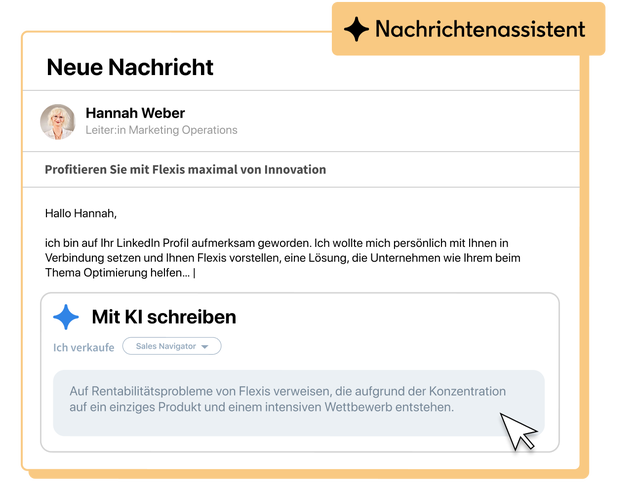 Bild der Benutzeroberfläche von Sales Navigator zum Thema „Effektiv Kontakt aufnehmen“
