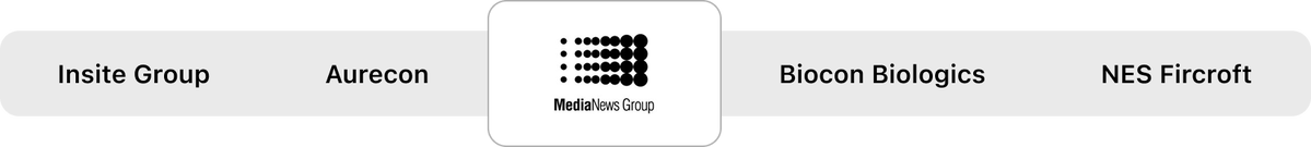 Insite. group, Aurecon, MediaNews Group, Biocon Biologics, and NES Ficoft