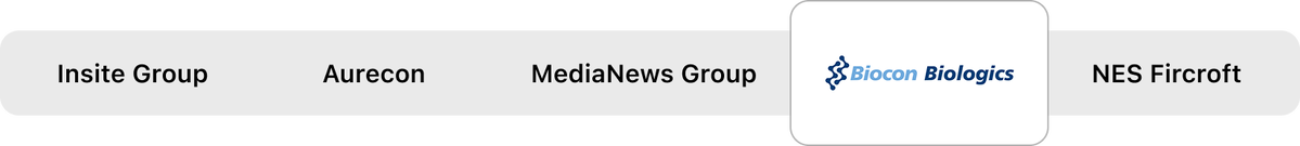 Insite. group, Aurecon, MediaNews Group, Biocon Biologics, and NES Ficoft