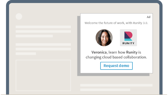 Illustrazione dei contenuti sponsorizzati di LinkedIn sullo schermo di un computer.