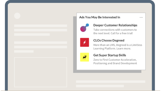 Illustrazione degli annunci di testo di LinkedIn sullo schermo di un computer.