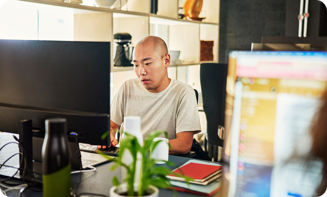 Man working on a computer