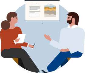 illustration of two people in conversation